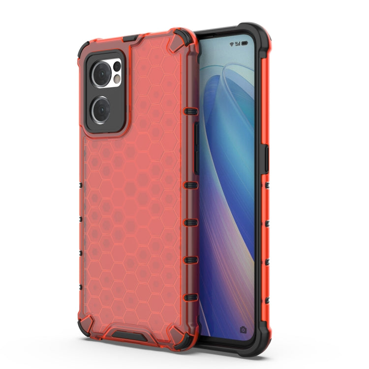 For OPPO Reno7 5G Global / Find X5 Lite Shockproof Honeycomb PC + TPU Phone Case(Red) - OPPO & vivo Accessories by buy2fix | Online Shopping UK | buy2fix