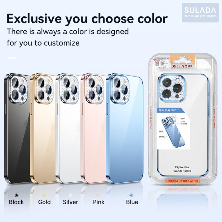 For iPhone 13 SULADA Diamond Lens Protector Plated Frosted Case(Black) - iPhone 13 Cases by SULADA | Online Shopping UK | buy2fix