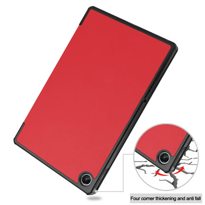 For Lenovo Tab M10 Plus 10.6 3rd Gen 2022 Custer Texture 3-Fold Holder Smart Leather Tablet Case(Red) - For Lenovo by buy2fix | Online Shopping UK | buy2fix