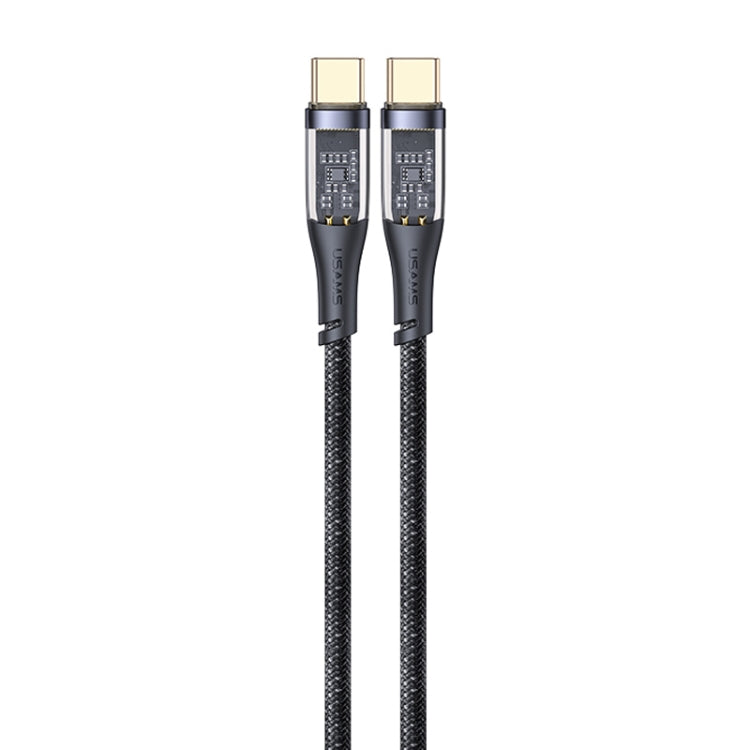 USAMS US-SJ574 Type-C / USB-C to Type-C / USB-C PD 100W Aluminum Alloy Transparent Charging Cata Cable, Length: 1.2m(Black) -  by USAMS | Online Shopping UK | buy2fix