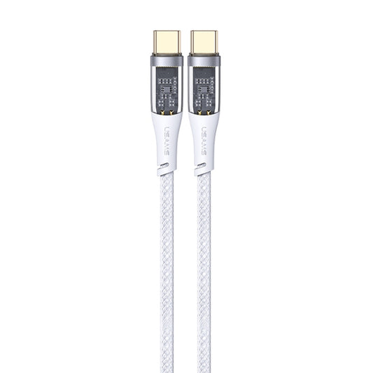 USAMS US-SJ574 Type-C / USB-C to Type-C / USB-C PD 100W Aluminum Alloy Transparent Charging Cata Cable, Length: 1.2m(White) -  by USAMS | Online Shopping UK | buy2fix