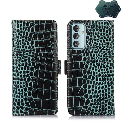 For Samsung Galaxy F23 5G / M23 Crocodile Top Layer Cowhide Leather Phone Case(Green) - Galaxy Phone Cases by buy2fix | Online Shopping UK | buy2fix