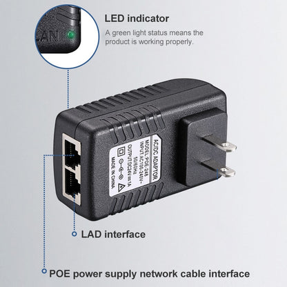 12V 1A Router AP Wireless POE / LAD Power Adapter(US Plug) - Network Hardware by buy2fix | Online Shopping UK | buy2fix