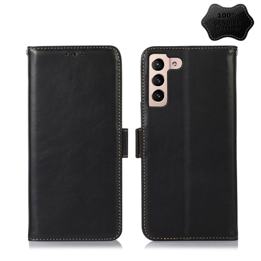 For Samsung Galaxy S22+ 5G Crazy Horse Top Layer Cowhide Leather Phone Case(Black) - Galaxy S22+ 5G Cases by buy2fix | Online Shopping UK | buy2fix
