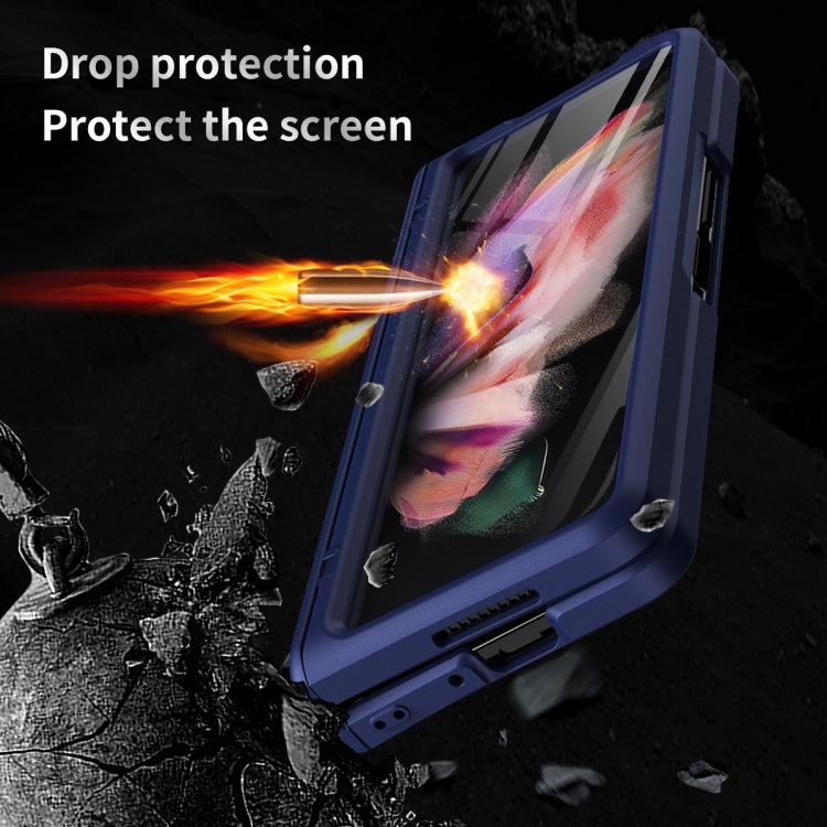 For Samsung Galaxy Z Fold3 5G 360 Full Body Armor Hinge Flip Phone Case(Blue) - Galaxy Phone Cases by buy2fix | Online Shopping UK | buy2fix