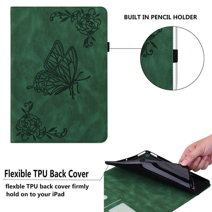 For Samsung Galaxy Tab A8 10.5 2021 Butterfly Flower Embossed Leather Tablet Case(Green) - Samsung Accessories by buy2fix | Online Shopping UK | buy2fix