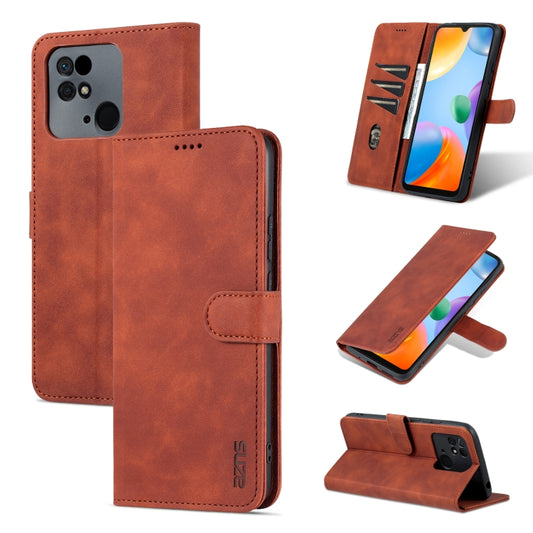 For Xiaomi Redmi 10C / Redmi 10 India AZNS Skin Feel Calf Texture Flip Leather Phone Case(Brown) - Xiaomi Cases by AZNS | Online Shopping UK | buy2fix