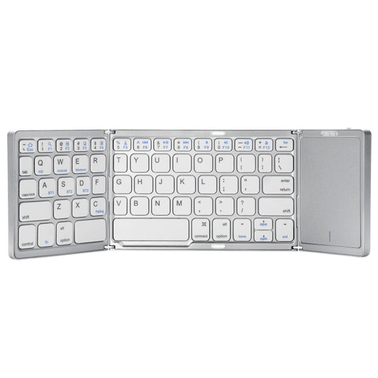 B089T Foldable Bluetooth Keyboard Rechargeable with Touchpad(Silver) - Wireless Keyboard by buy2fix | Online Shopping UK | buy2fix