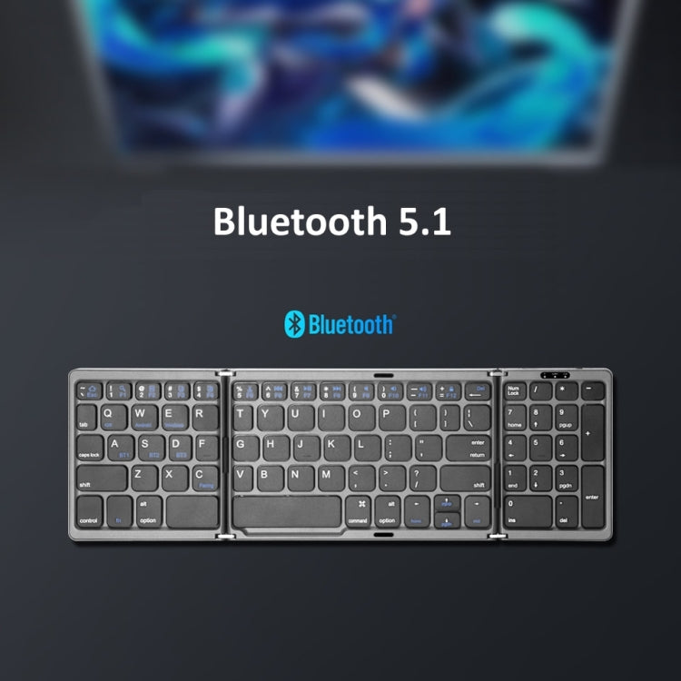 B089T Foldable Bluetooth Keyboard Rechargeable with Touchpad(Silver) - Wireless Keyboard by buy2fix | Online Shopping UK | buy2fix