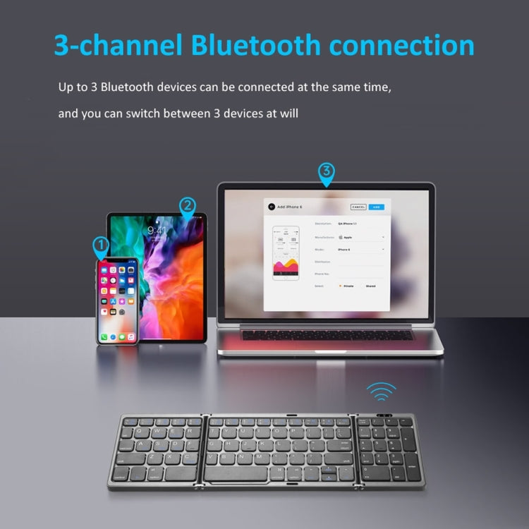 B089T Foldable Bluetooth Keyboard Rechargeable with Touchpad(Black) - Wireless Keyboard by buy2fix | Online Shopping UK | buy2fix