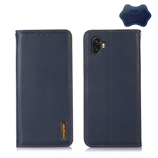 For Samsung Galaxy Xcover6 Pro KHAZNEH Nappa Top Layer Cowhide Leather Phone Case(Blue) - Galaxy Phone Cases by buy2fix | Online Shopping UK | buy2fix