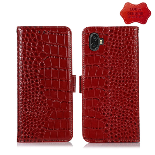 For Samsung Galaxy Xcover6 Pro Crocodile Top Layer Cowhide Leather Phone Case(Red) - Galaxy Phone Cases by buy2fix | Online Shopping UK | buy2fix