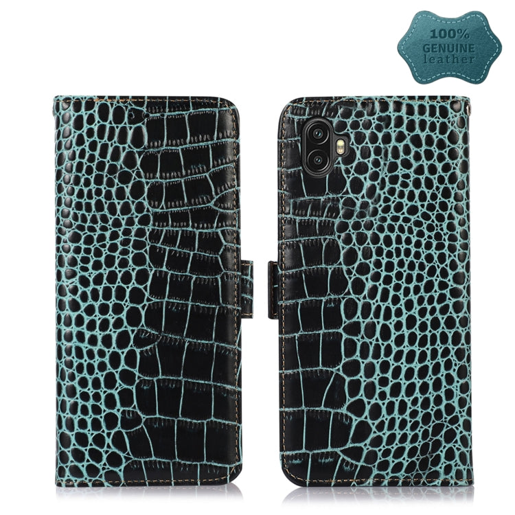 For Samsung Galaxy Xcover6 Pro Crocodile Top Layer Cowhide Leather Phone Case(Green) - Galaxy Phone Cases by buy2fix | Online Shopping UK | buy2fix