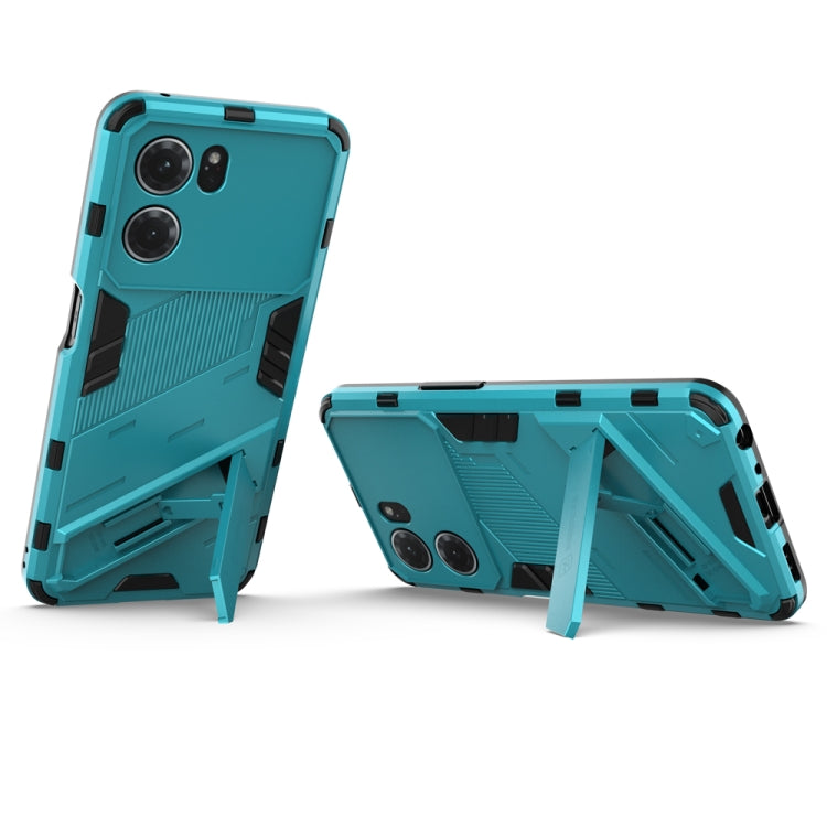 For OPPO K10 5G China Punk Armor 2 in 1 PC + TPU Shockproof Phone Case with Invisible Holder(Blue) - OPPO Cases by buy2fix | Online Shopping UK | buy2fix