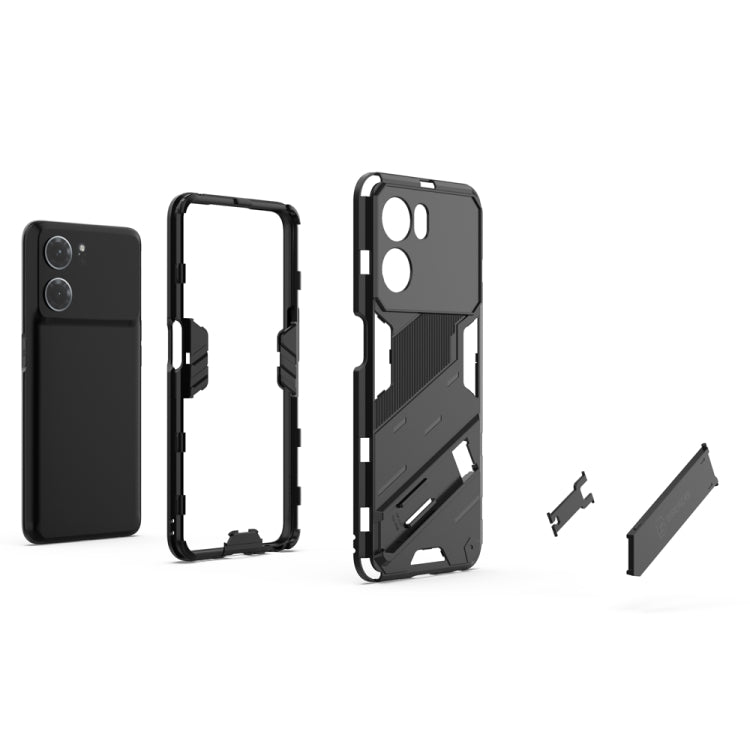 For OPPO K10 5G China Punk Armor 2 in 1 PC + TPU Shockproof Phone Case with Invisible Holder(White) - OPPO Cases by buy2fix | Online Shopping UK | buy2fix