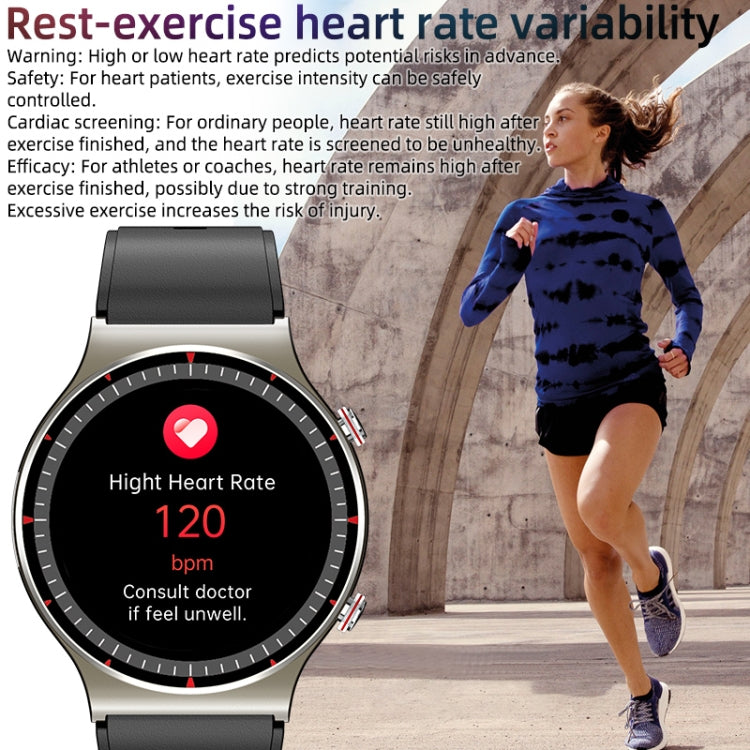 G08 1.3 inch TFT Screen Smart Watch, Support Medical-grade ECG Measurement/Women Menstrual Reminder, Style:Coffee Leather Strap(Black) - Smart Wear by buy2fix | Online Shopping UK | buy2fix