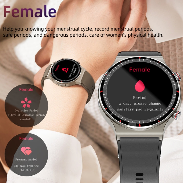 G08 1.3 inch TFT Screen Smart Watch, Support Medical-grade ECG Measurement/Women Menstrual Reminder, Style:Coffee Leather Strap(Black) - Smart Wear by buy2fix | Online Shopping UK | buy2fix