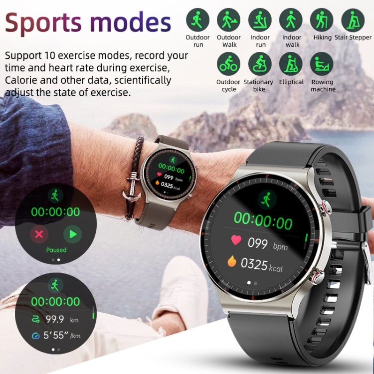 G08 1.3 inch TFT Screen Smart Watch, Support Medical-grade ECG Measurement/Women Menstrual Reminder, Style:Coffee Leather Strap(Black) - Smart Wear by buy2fix | Online Shopping UK | buy2fix