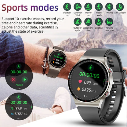 G08 1.3 inch TFT Screen Smart Watch, Support Medical-grade ECG Measurement/Women Menstrual Reminder, Style:Coffee Leather Strap(Black) - Smart Wear by buy2fix | Online Shopping UK | buy2fix