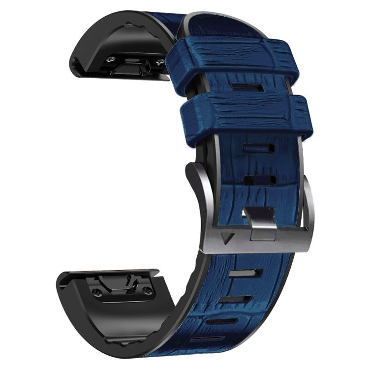 For Garmin Fenix 7X/6X Pro/Tactix 7 26mm Crocodile Texture Silicone Leather Watch Band(Blue) - Watch Bands by buy2fix | Online Shopping UK | buy2fix