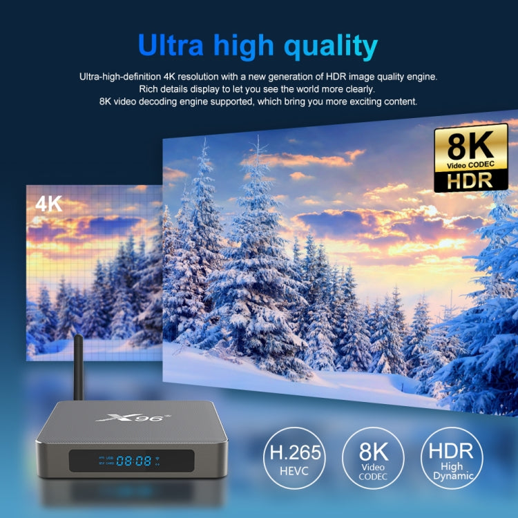 X96 X6 8K Smart TV BOX Android 11.0 Media Player, RK3566 Quad Core ARM Cortex A55, RAM: 8GB, ROM: 64GB, Plug Type:EU Plug - Consumer Electronics by buy2fix | Online Shopping UK | buy2fix