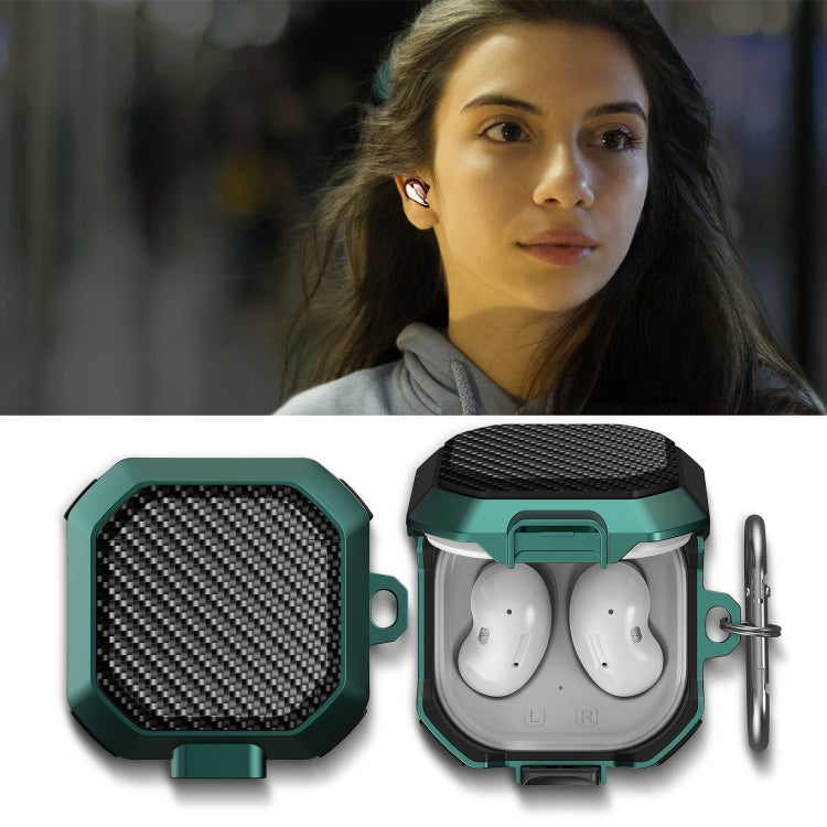 For Samsung Galaxy Buds Live/Buds Pro/Buds 2/2 Pro Anti-fall Earphones Case with Switch(Black Green) - Samsung Earphone Case by buy2fix | Online Shopping UK | buy2fix