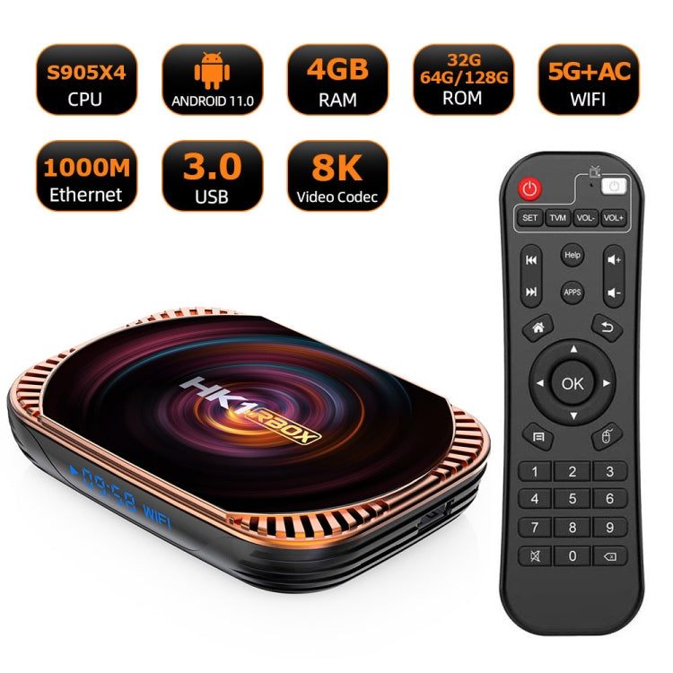 MECOOL HK1RBOX X4 4K TV Box, Android 11 Amlogic S905X4 CPU with RC 4GB+128GB(EU Plug) - Amlogic S905 by MECOOL | Online Shopping UK | buy2fix