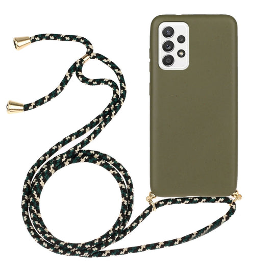 For Samsung Galaxy A53 Wheat Straw Material + TPU Protective Case with Lanyard(Army Green) - Samsung Accessories by buy2fix | Online Shopping UK | buy2fix