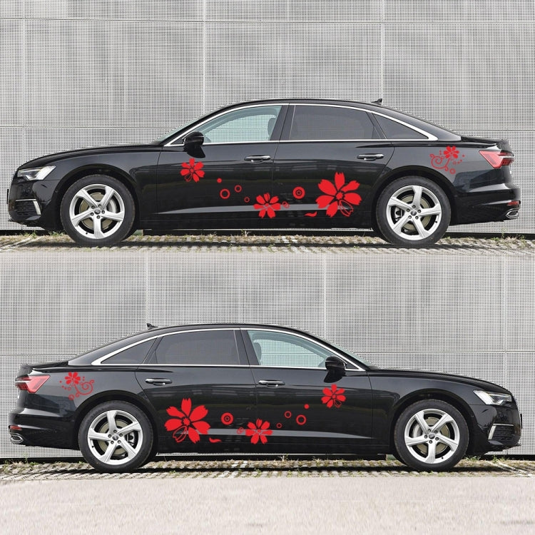 2 PCS/Set D-510 Flowers Pattern Car Modified Decorative Sticker(Red) - In Car by buy2fix | Online Shopping UK | buy2fix