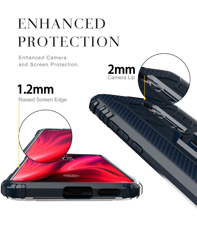 For Xiaomi 9T & 9T Pro & Redmi K20 & Redmi K20 Pro Carbon Fiber Protective Case with 360 Degree Rotating Ring Holder(Blue) - Xiaomi Accessories by buy2fix | Online Shopping UK | buy2fix