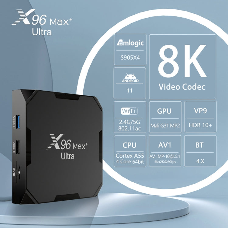 X96 Max+ Ultra 4GB+32GB Amlogic S905X4 8K Smart TV BOX Android 11.0 Media Player, Plug Type:US Plug - Consumer Electronics by buy2fix | Online Shopping UK | buy2fix