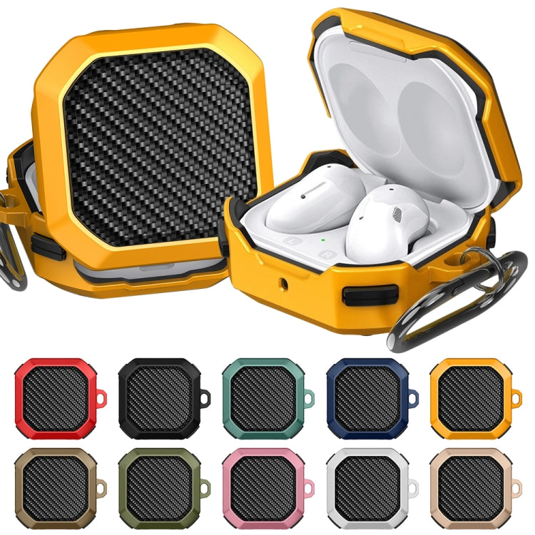 For Samsung Galaxy Buds Live / Buds 2 / Buds Pro / Buds 2 Pro Thunder Carbon Fiber TPU+PC Earphones Protective Case with Hook Up(Black and Blue) - Samsung Earphone Case by buy2fix | Online Shopping UK | buy2fix