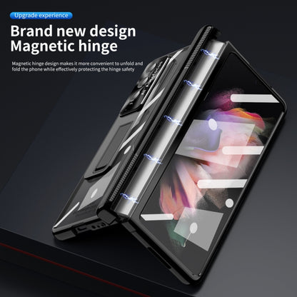 For Samsung Galaxy Z Fold3 5G Magnetic Hinges Plating Phone Case with Holder(Black) - Galaxy Phone Cases by buy2fix | Online Shopping UK | buy2fix