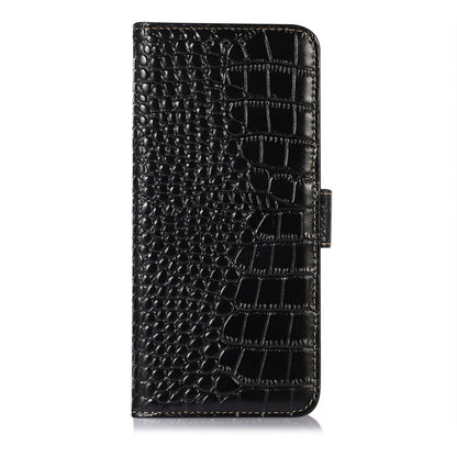 For Samsung Galaxy M13 4G Global Crocodile Top Layer Cowhide Leather Phone Case(Black) - Galaxy Phone Cases by buy2fix | Online Shopping UK | buy2fix