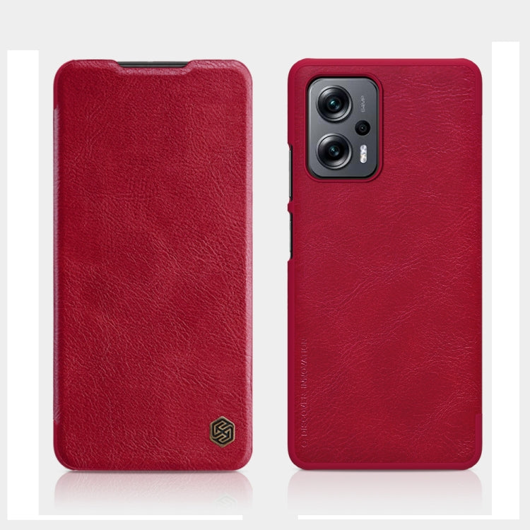 For Xiaomi Redmi Note 11T Pro/11T Pro+ 5G/Poco X4 GT 5G NILLKIN QIN Series Crazy Horse Texture Leather Phone Case(Red) - Xiaomi Cases by NILLKIN | Online Shopping UK | buy2fix