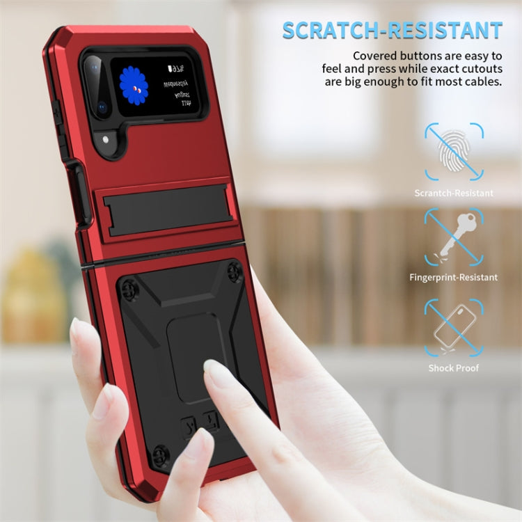 For Samsung Galaxy Z Flip3 5G Metal Shock-proof Phone Case With Holder(Red) - Galaxy Phone Cases by buy2fix | Online Shopping UK | buy2fix