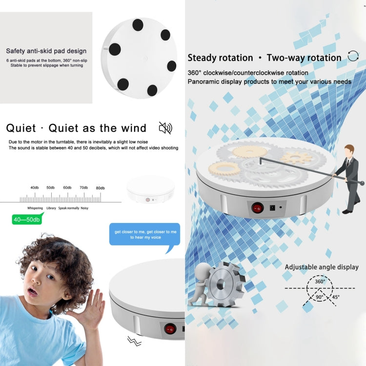 60cm Charging Rotating Display Stand Video Shooting Turntable, Load: 100kg, Power Plug:US Plug(White) - Camera Accessories by buy2fix | Online Shopping UK | buy2fix