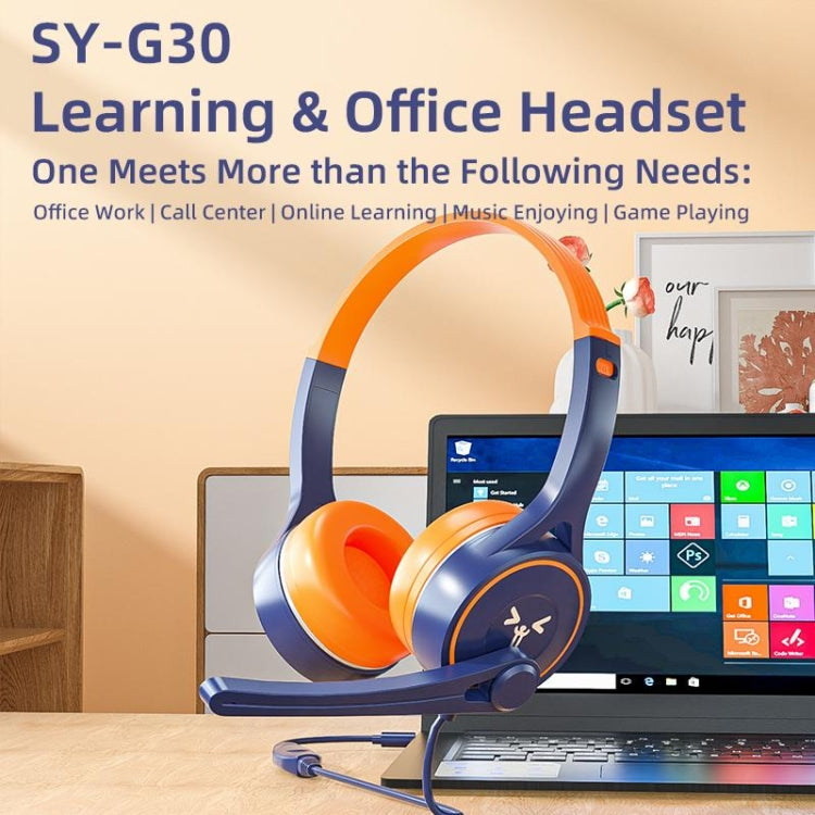 SOYTO SY-G30 Wired Noise Cancelling Ergonomic Gaming Headset, Interface:USB(Blue Orange) - Multimedia Headset by SOYTO | Online Shopping UK | buy2fix