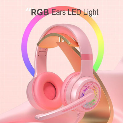 Y20 LED Bass Stereo PC Wired Gaming Headset with Microphone(Pink) - Multimedia Headset by buy2fix | Online Shopping UK | buy2fix