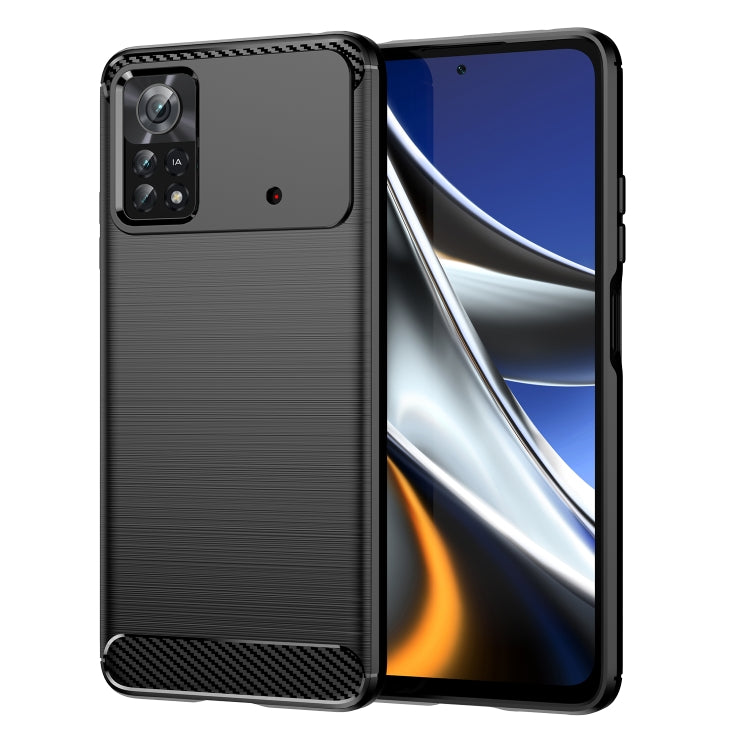 For Xiaomi Poco X4 Pro 5G Brushed Texture Carbon Fiber TPU Phone Case(Black) - Poco X4 Pro 5G Cases by buy2fix | Online Shopping UK | buy2fix