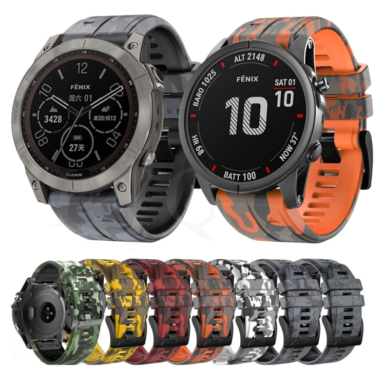 For Garmin Fenix 7X Camouflage Silicone Watch Band(Blue) - Smart Wear by buy2fix | Online Shopping UK | buy2fix