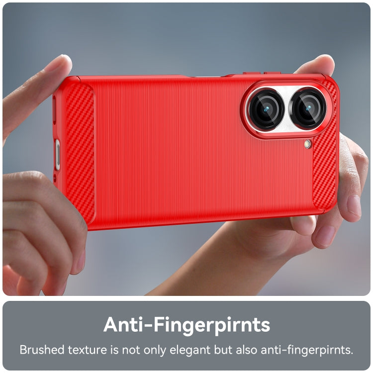 For Asus Zenfone 9 Brushed Texture Carbon Fiber TPU Case(Red) - ASUS Cases by buy2fix | Online Shopping UK | buy2fix