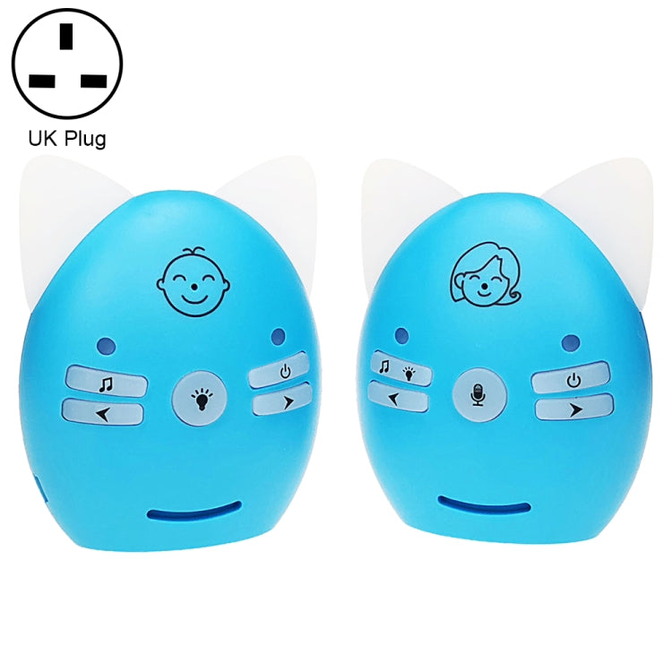 V30 Wireless Audio Baby Monitor Support Voice Monitoring + Intercom + Night Light without Battery, Plug Type:UK Plug(Blue) - Security by buy2fix | Online Shopping UK | buy2fix