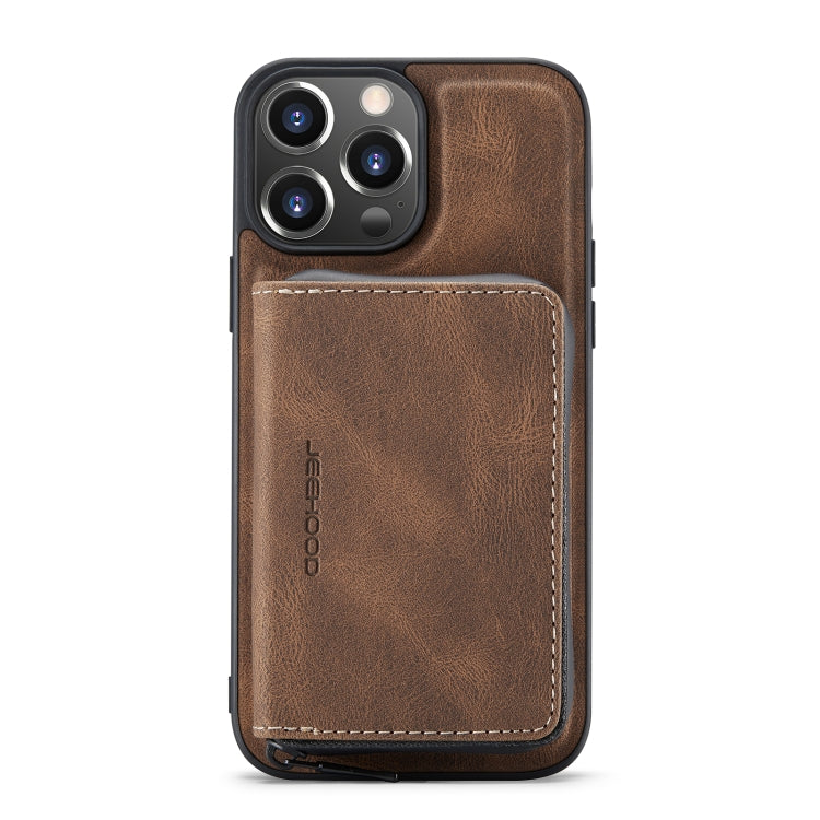 For iPhone 14 Pro Max JEEHOOD Magnetic Zipper Wallet Leather Phone Case (Brown) - Apple Accessories by JEEHOOD | Online Shopping UK | buy2fix