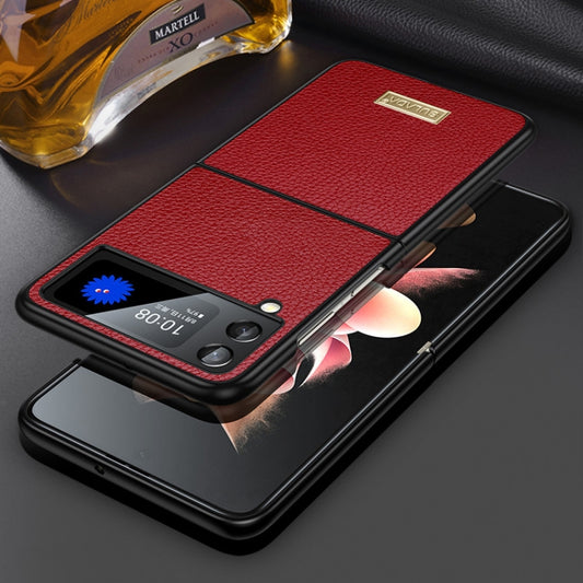 For Samsung Galaxy Z Flip4 SULADA Shockproof TPU + Handmade Leather Phone Case(Red) - Galaxy Z Flip4 5G Cases by SULADA | Online Shopping UK | buy2fix