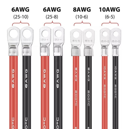 10AWG 6-5 Car 50cm Red + Black Pure Copper Battery Inverter Cable - In Car by buy2fix | Online Shopping UK | buy2fix