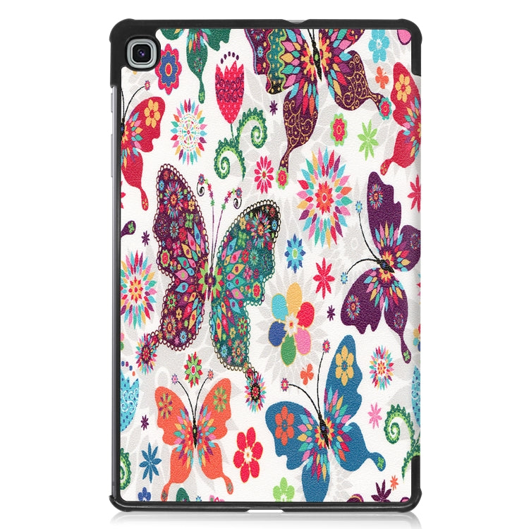 For Samsung Galaxy Tab S6 Lite P610 10.4 inch Colored Drawing Horizontal Flip Leather Case, with Three-folding Holder(Colorful Butterfly) - Samsung Accessories by buy2fix | Online Shopping UK | buy2fix