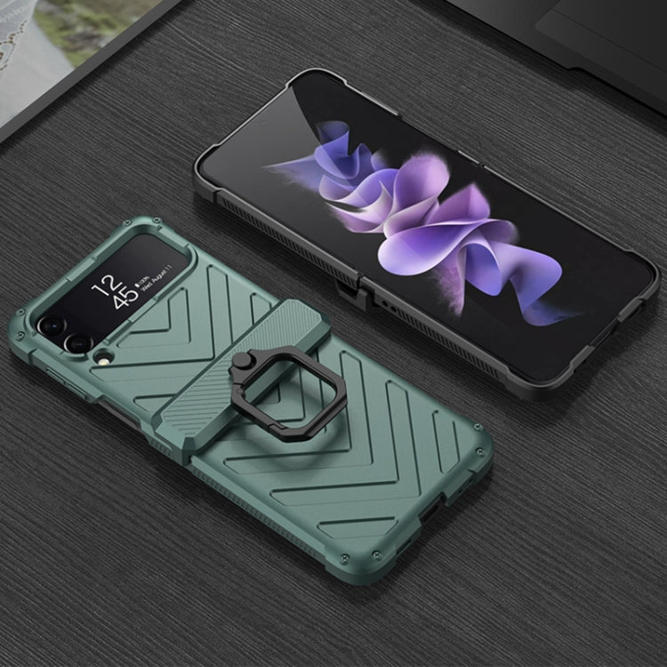 For Samsung Galaxy Z Flip4 GKK Sliding Camshield Magnetic Armor Flip Phone Case with Ring Holder(Wine Red) - Galaxy Z Flip4 5G Cases by GKK | Online Shopping UK | buy2fix