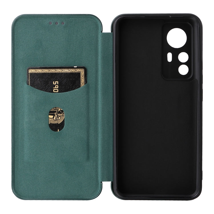 For Xiaomi 12T / 12T Pro / Redmi K50 Ultra Carbon Fiber Texture Flip Leather Phone Case(Green) - Xiaomi Cases by buy2fix | Online Shopping UK | buy2fix