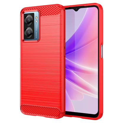 For OPPO A57S Carbon Fiber Brushed Texture TPU Case(Red) - OPPO Cases by buy2fix | Online Shopping UK | buy2fix
